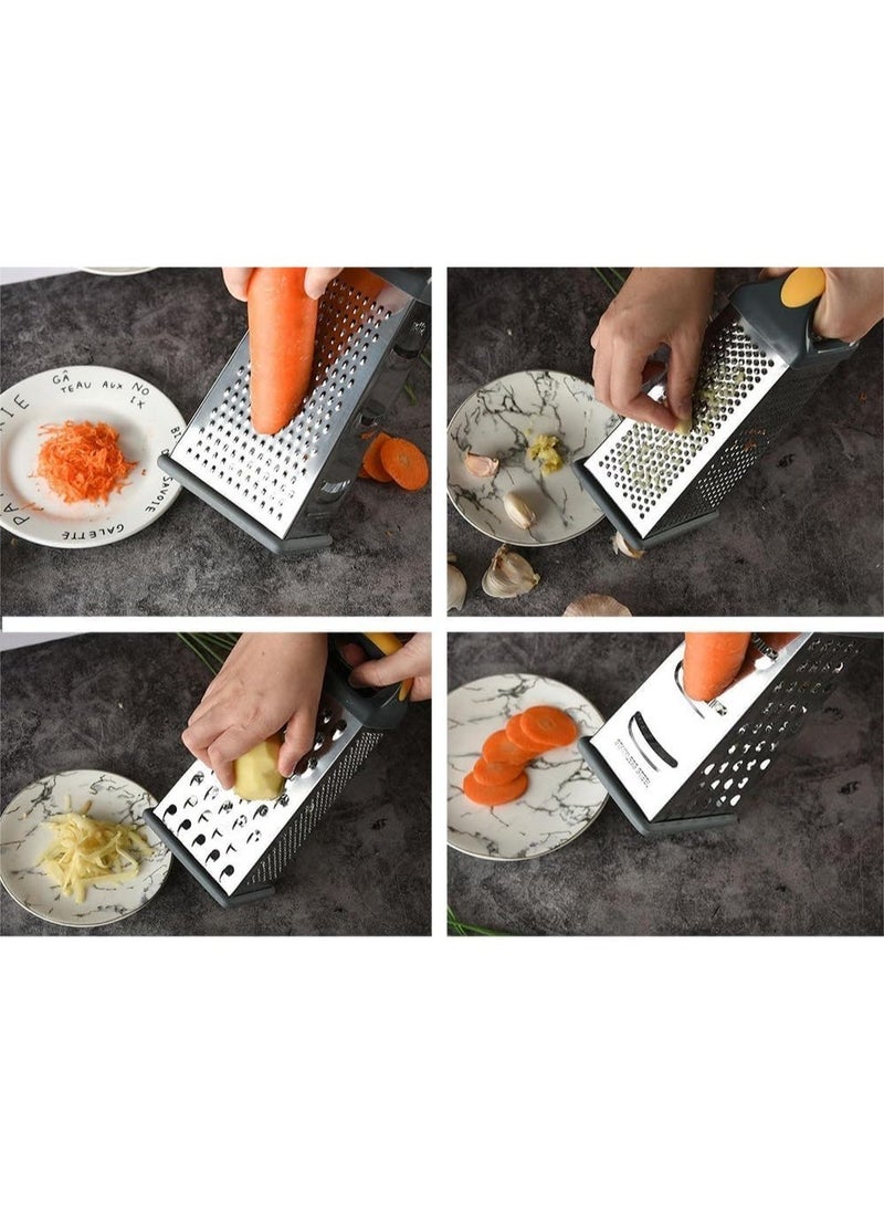 ChicAbode Box Grater for Cheese, 4 Sides Stainless Steel Cheese Box Grater with Comfortable Handle for Kitchen, Spice Graters for Ginger, Vegetables, Potatoes - Image 3